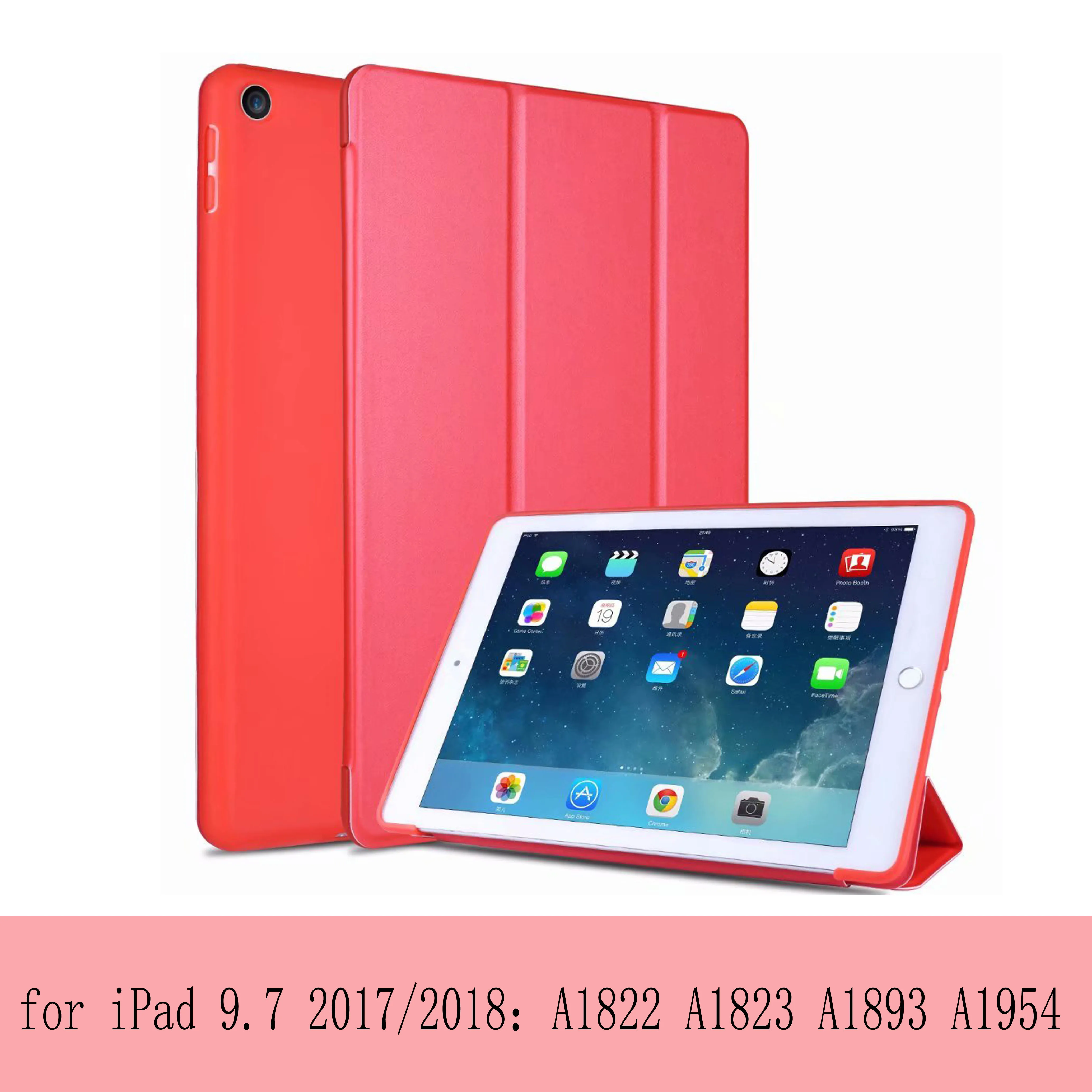 Чехол для ipad 9,7 дюймов 6th 'Pro 9,7 'для ipad 2 3 4: A1822A1954'A1673'A1396 сотовой сеткой из мягкой оболочки Smart sleep из искусственной кожи - Цвет: 9.7inch 6th  Red