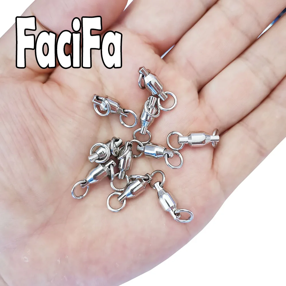 Fishing Accessories Fishing Line Connectors Fishing Swivels Fishing Tackle 10pcs Heavy Duty Bearing Swivel Fishing Connector Ball Barrel Rolling Swivel Stainless Steel Solid Ring