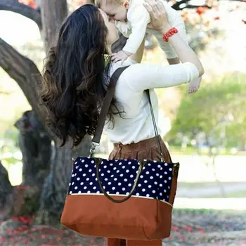 

Large-capacity Baby Multi Function Changing Bag Diaper Nappy Shoulder Mummy Mother Dot Print Outdoor Travel Handbag