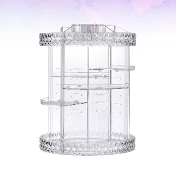 

Acrylic Cosmetic Storage Box 360 Degree Rotating Stand Desktop Makeup Display Rack for Women (Large, Diamond Pattern)
