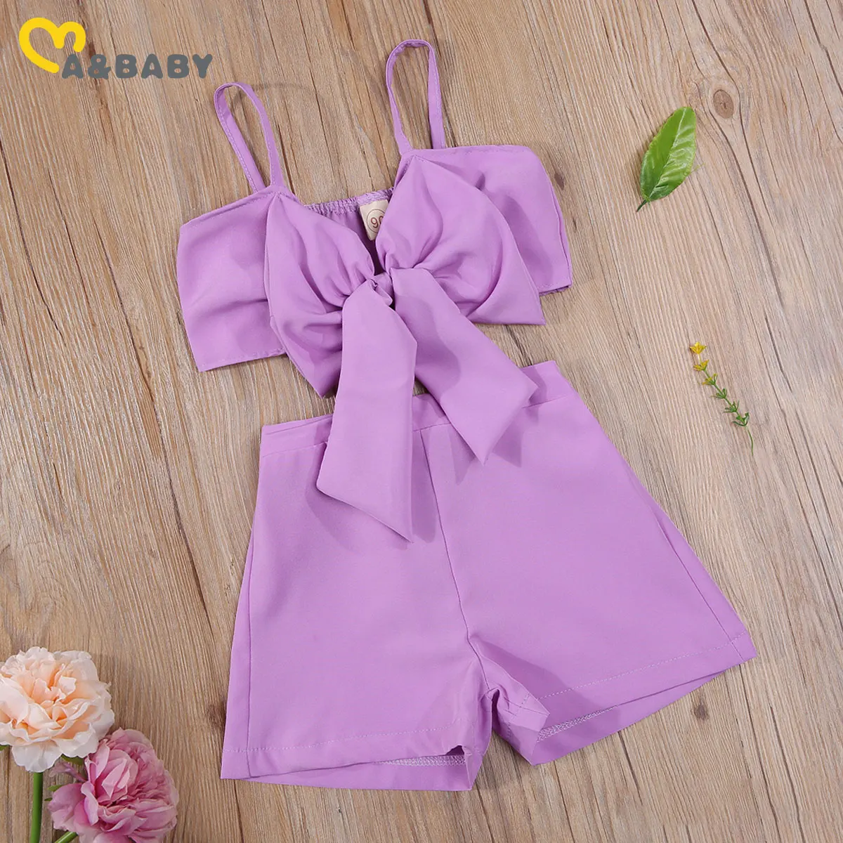 Комплект летней одежды Ma &amp Baby для детей 2-7 лет дети девочка короткий топ с бантом