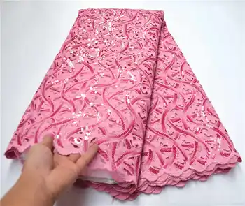 

Handcut Pink African Organza Lace Fabric Embroidery Sequence Lace Fabric 2020 Hot Sale French Net Lace With Sequins PSA11-1