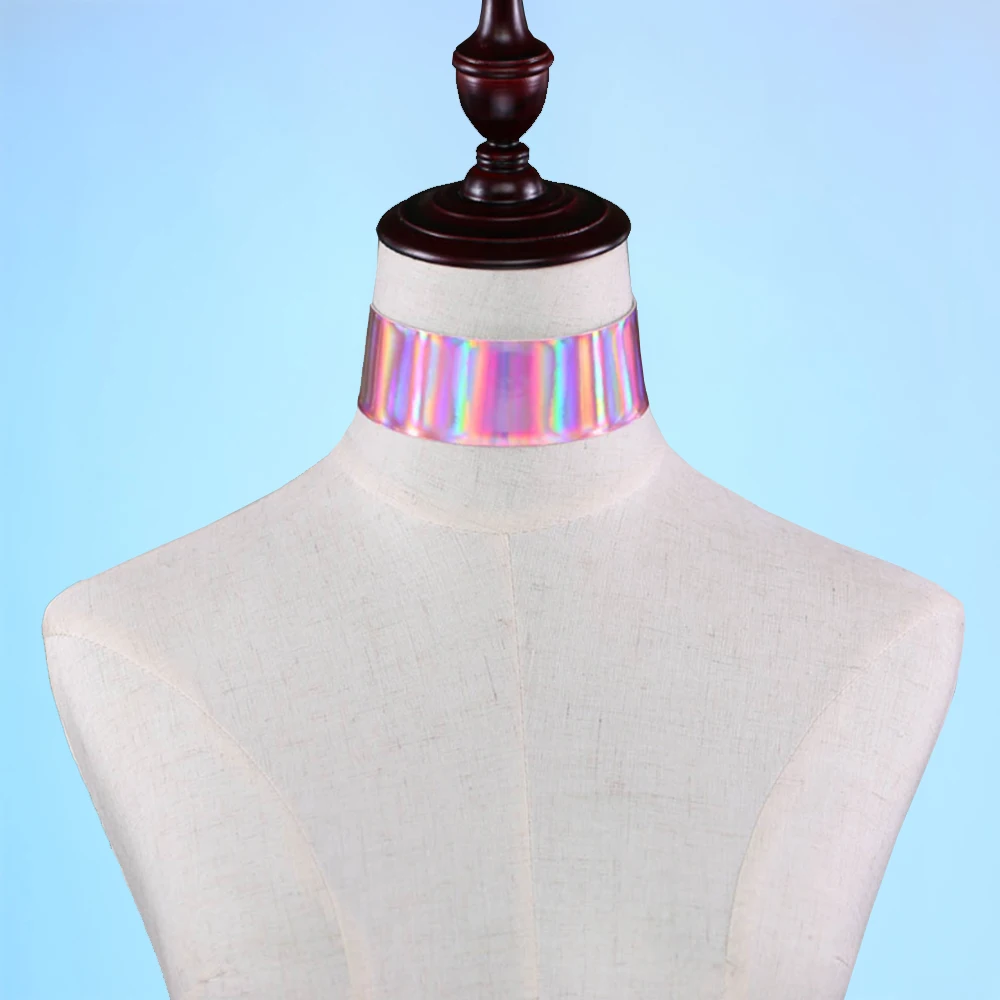 

Gothic personality temperament fashion simple style false collar color laser reflective collar neck outfit