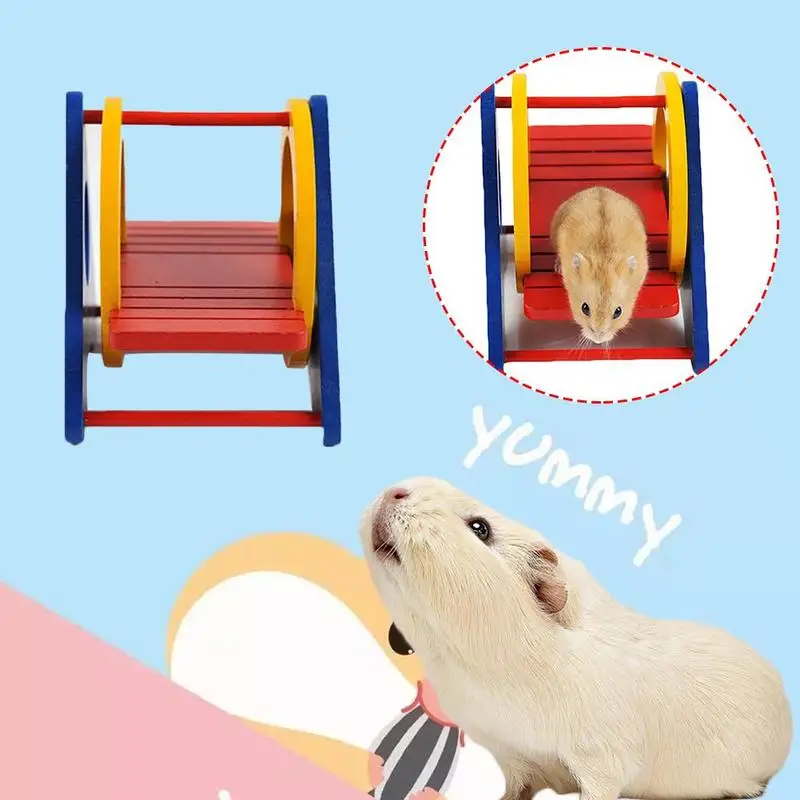 DIY радужные качели для хомяка, игрушка для питомца, радужные качели для хомяка, веселые деревянные игрушки для хомяка, Игрушки для маленьких животных