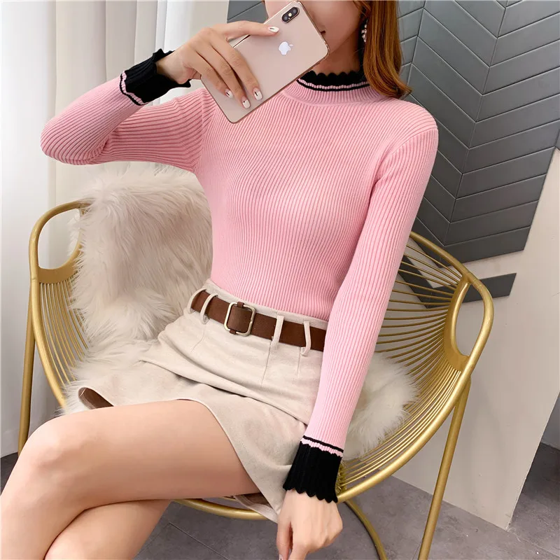Pullover Jumper Sweater Women Room 137233, Row 6, No.4, Lower] Actual Photo Of New Slim Collar T-shirt Bottoming Shirt 34