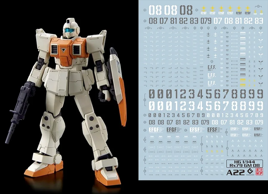 G HG 1/144 RX-79 EZ8 08th MS Team Gundam Model kit Water Decal 955 8X11cm 