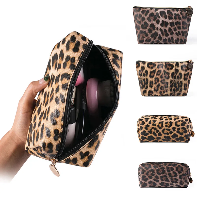 

2019 High Quality Leopard Print Cosmetic Bags Travel Beauty Makeup Pouch Waterproof Toiletry Bag Organizer With Zipper BS88