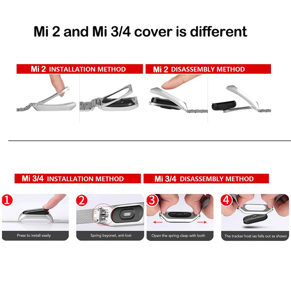 Ремешок из нержавеющей стали для Xiaomi Mi Band 4 3 сменный Браслет с переплетением и