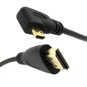 

Micro HDMI Type D Male 90 Degree Left Angled to HDMI 1.4 Male 1080P HDTV Cable for TV PC and Video Game