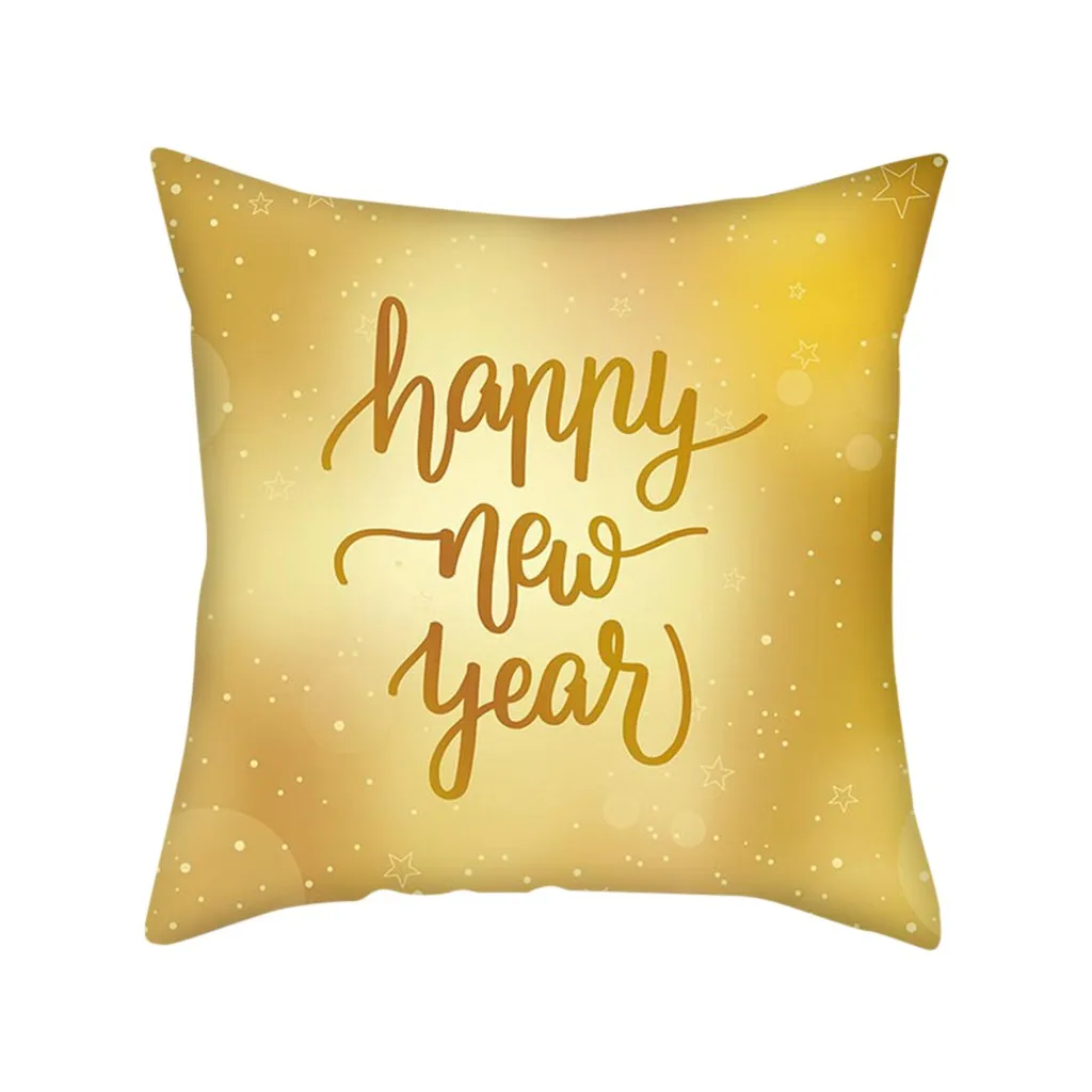 Gold Merry Christmas Square Pillow Cases Nordic Sofa Cushion Cover Home Decoration - Цвет: C