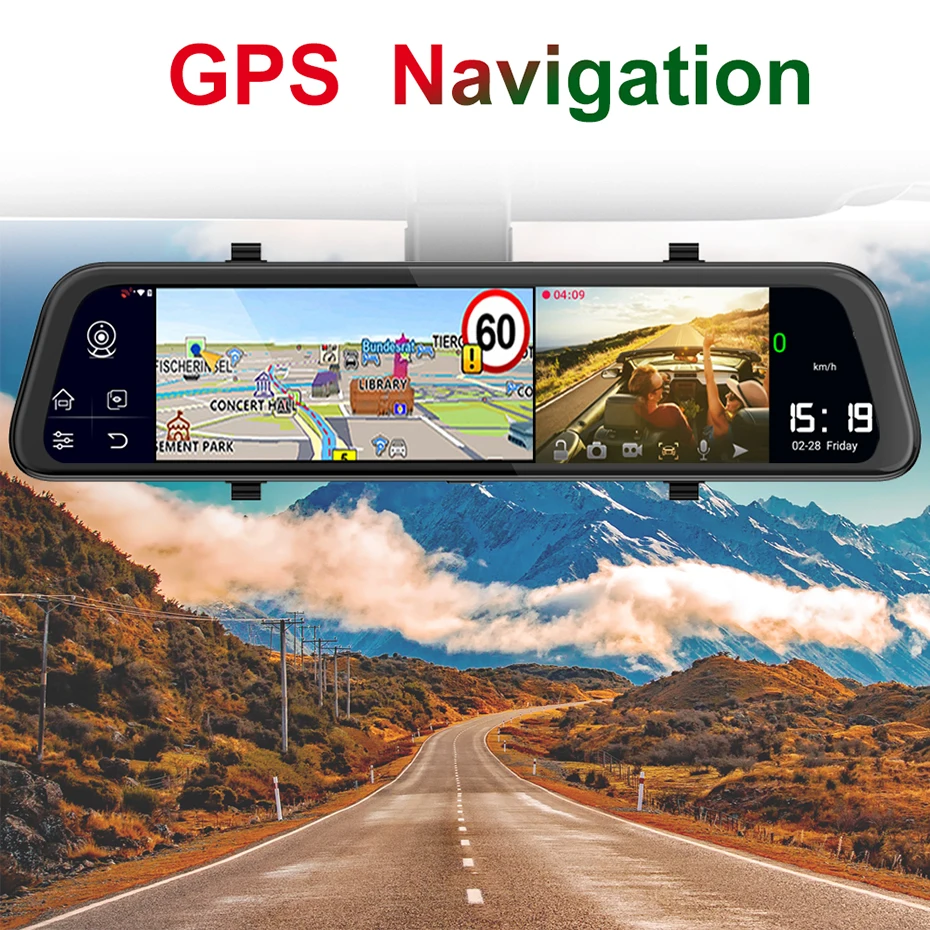 Автомобильный видеорегистратор Bluavido 4G Android 8 1 GPS 12 дюймов 2 Гб ОЗУ HD 1080P ADAS