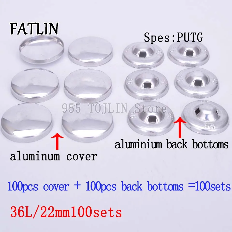36L-22mm 100sets 100 наборов 16L-80L тканевые пуговицы из покрытой алюминием ткани, ручная работа, металлическая форма хлеба, круглая ткань, аксессуары,, PUTG - Цвет: 36L-22mm 100sets