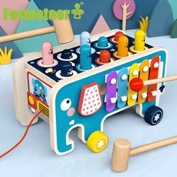 Fosmeteor – jeu en bois pour bébé, jouet Montessori whac a taupe, jeu d'éléphant, battement de gopper, multifonctionnel, glisser, glisser, glisser, glisser, glisser, pour enfants 