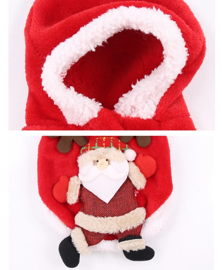 Dog Clothes Pet Dog Christmas Jacket Winter Warm Thick Cute Cartoon Small Dog Cloth Costume Dress apparel Puppy Kitten costume