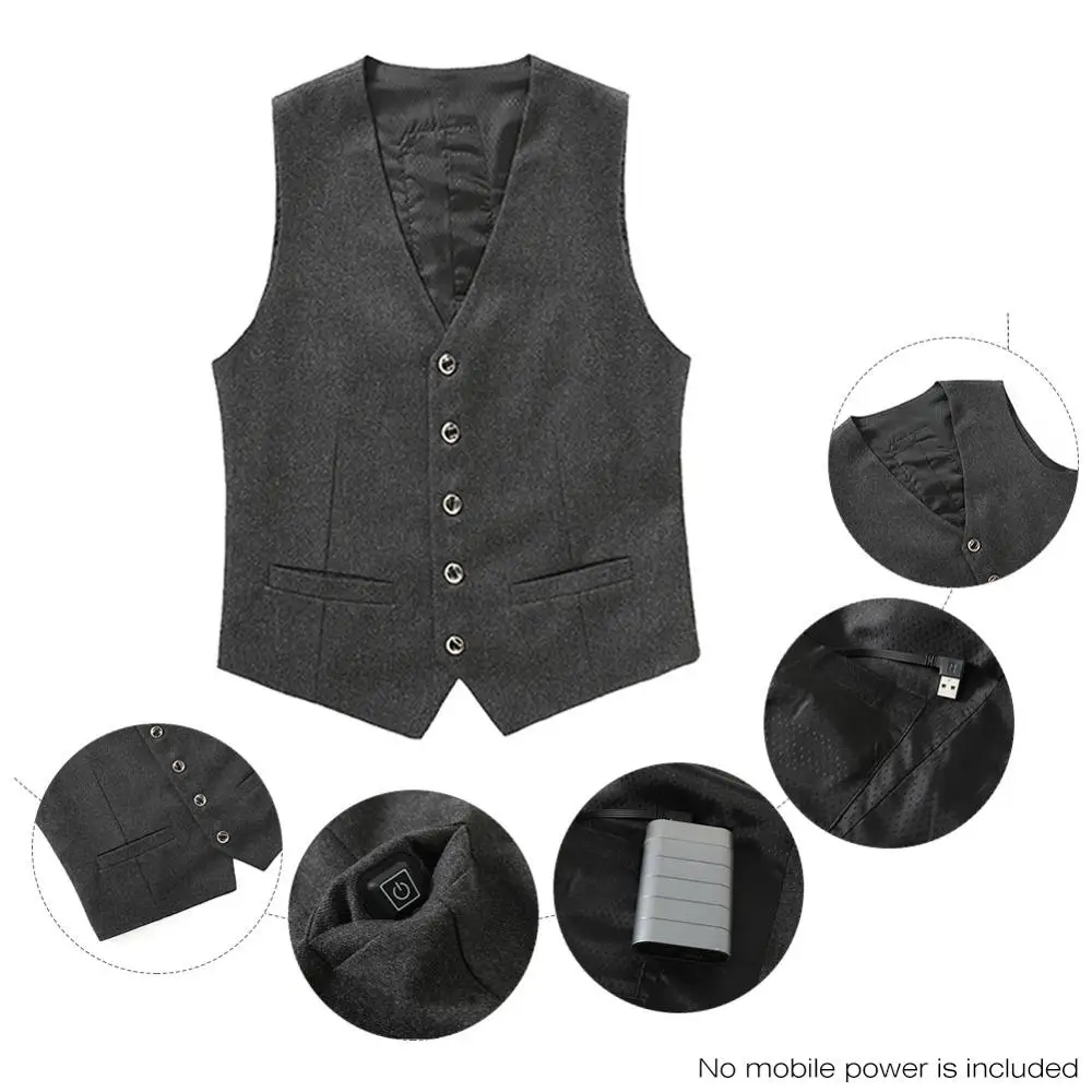 

Winter Heating Vest Washable Smart Fiber Charging Heating Suit V Neck USB Charging Fever Vest Warm Heated Jacket Clothes