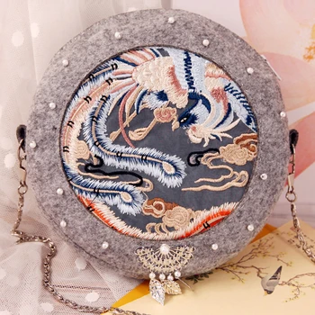 

DIY Embroidery Flower Phoenix Wallet Needlework Sewing Cross Stitch Materials Chinese Style Purses Shoulder bag Women Vintage