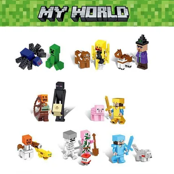 

16pcs Mining Pixel Game Compatible My World Dolls Minecrafted Figurine Building Blocks Toys Children Christmas Model Kit Gifts