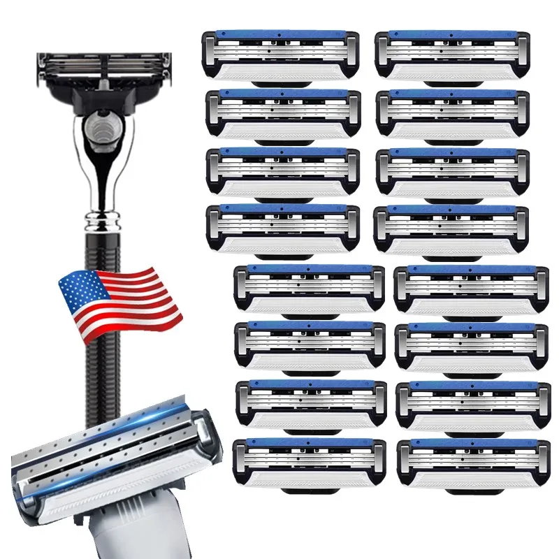 

1pcs Holder+16pcs Blade Men Shaver Razor Blade holder Machine for Shaving Blades Metal Blade Holder Replacement Blade for Mach 3