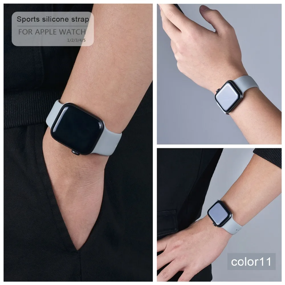 Мягкий силиконовый спортивный ремешок для Apple Watch 5 4 3 2 1 38 мм 42 мм, резиновый ремешок для часов Iwatch series 5 4 40 мм 44 мм