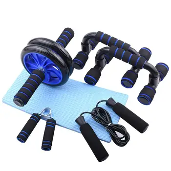 

5 In 1 AB Wheel Roller Kit Gym Press Roller Push-Up Bar Jump Rope Hand Gripper Knee Pad Abdominal For Home Gym Fitness Equipment