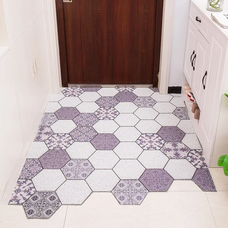 

Eastern European style Doormat Anti-slip PVC Silk Loop Door Mat Entrance Rubbing Carpet Kitchen Mat Custom Irregular Shape Rug