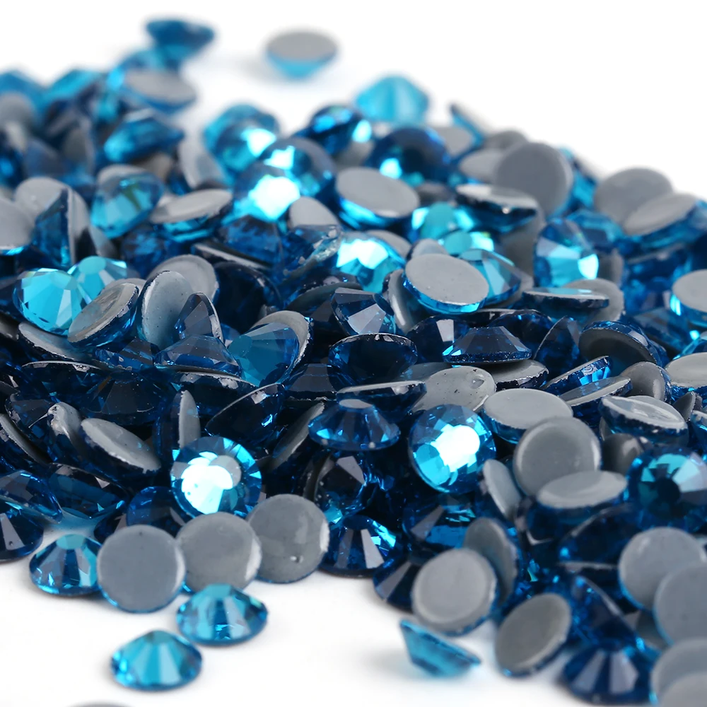 AAAA+ Quality Blue Zircon DMC HotFix Rhinestones ss6 ss10 ss16 ss20 ss30 Iron On Flatback Hot Fix For Luxury Dress | Дом и сад