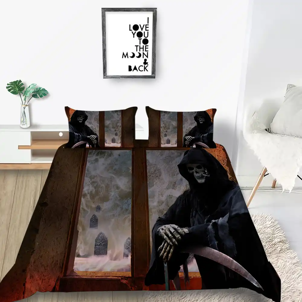 Grim Reaper Bedding Set Single Scary Fashionable Duvet Cover