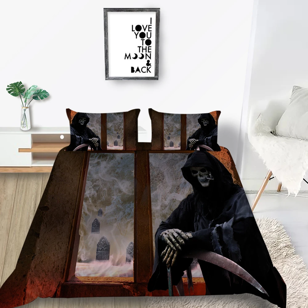 Комплект постельного белья Grim Reaper односпальный страшный модный с пододеяльником