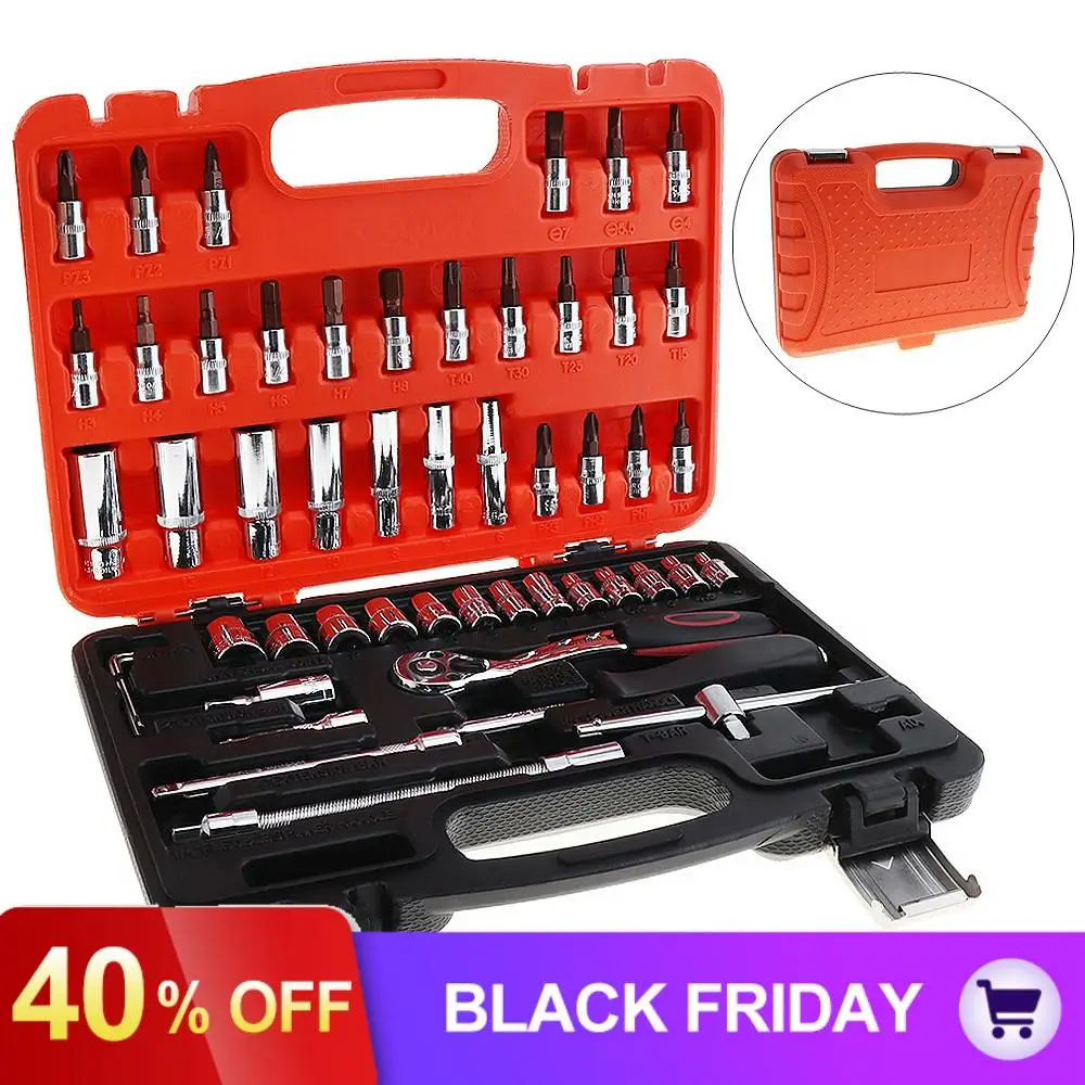53pcs/set Combination Tool Set Car Repair Precision Fast Ratchet Torque Wrench for Motorcycle Auto Car Repair Tool Box