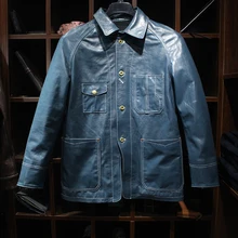 Прочитайте описание! Азиатский размер натуральная коровья кожа кожаная куртка мужская воловья кожа Повседневная винтажная кожаная куртка