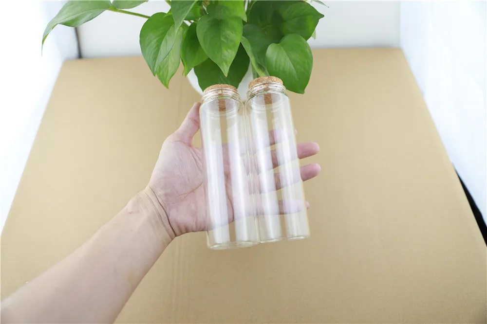 12pcs 47mm 200ml Cork Stopper Glass Bottles Spicy Storage Jar Bottle Food Containers Glass spice candy Jars Vials (1)