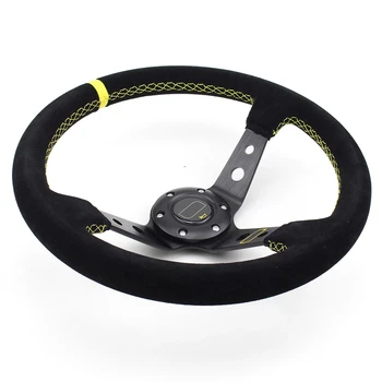 

OM* Racing Steering Wheel 14inch Universal Suede Leather Concave Car Sport Steering Wheel High Quality 2020 MC20S0915115