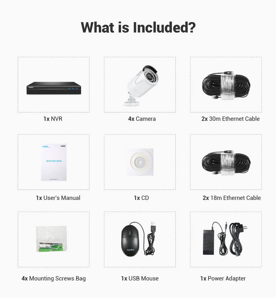 Sistema de Segurança Impermeável ao ar H.264 + 5mp Nvr com 4x Sannce Vídeo 8x Câmera ip Livre Embutido Microfone Cctv Kit 8ch 5mp Fhd Poe 14 segurança vídeo h.264 + 5mp nvr com