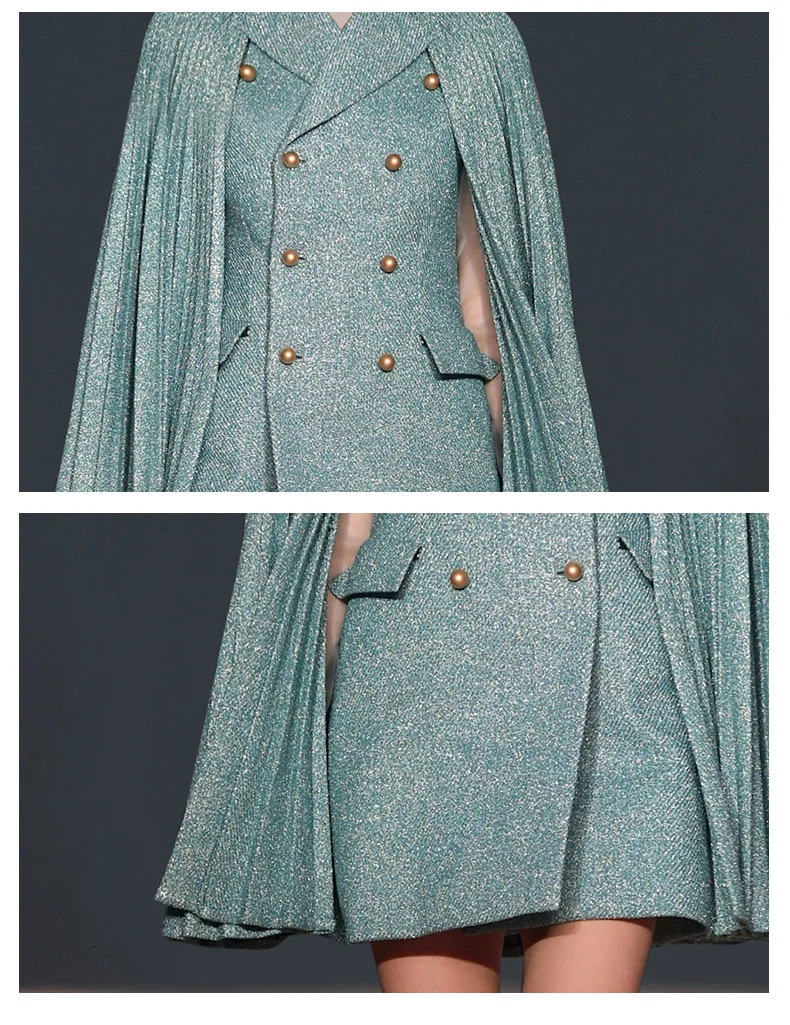 Накидка Блейзер платье для женщин с пайетками двубортное подиумное дизайнерское роскошное Брендовое элегантное женское платье осень-зима костюм куртка пальто