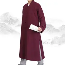 Uunisex зимний теплый zen lay халат для медитации Qielangua буддийский шаолин монах кунг-фу костюмы мантия-пальто Будда молитва одежда синий