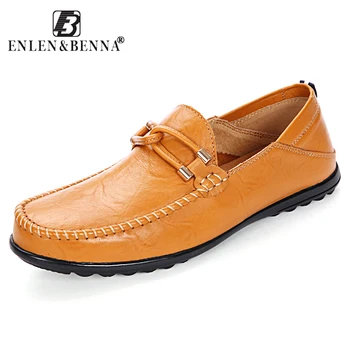 

2020 Men's Casual Shoes Slip-On Spring and Autumn Fashion Style Soft Loafers High-Quality Genuine Leather Flats Driving Sapato