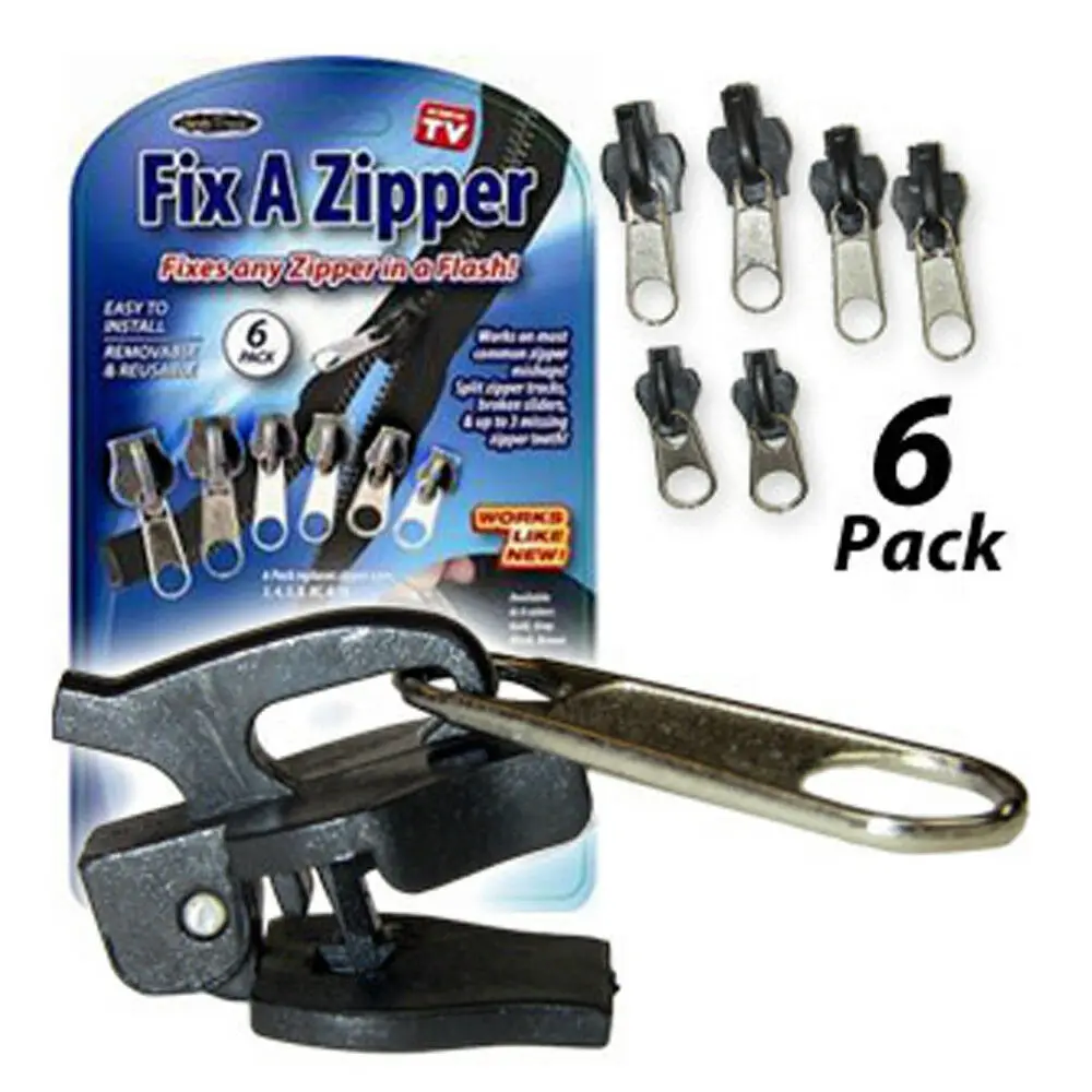 6pcs Quick Fix Zip Zipper Slider Instant Repair Kit Removable Replacement Slider