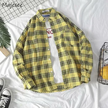

Long Sleeve Shirt Men Japanese Streetwear Plaid Plus Size Mens Shirts Casual Slim Fit Ulzzang Hot Sale Harajuku Clothes Simple