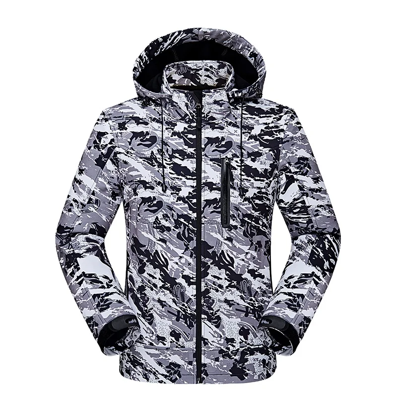 5XL Мужская камуфляжная мягкая куртка весна осень Повседневная ветровка водонепроницаемая верхняя одежда куртки Акула кожа флис теплые пальто