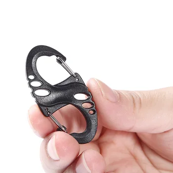 

10PCS/Lot Carabiner Mini Plastic Steel Climbing Hook S Type Carabiner Dual Buckle EDC Keychain Tactical Survival Tool