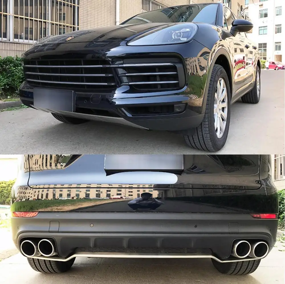 Для Porsche Cayenne Передний+ задний бампер диффузор бамперы из нержавеющей стали гвардии Передняя защитная пластина автомобильные аксессуары