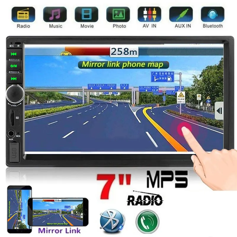 Vehemo Автомобильный Bluetooth MP5 2DIN FM/USB/AUX автомобильный MP5 TF Авто MP5 плеер сенсорный экран универсальный