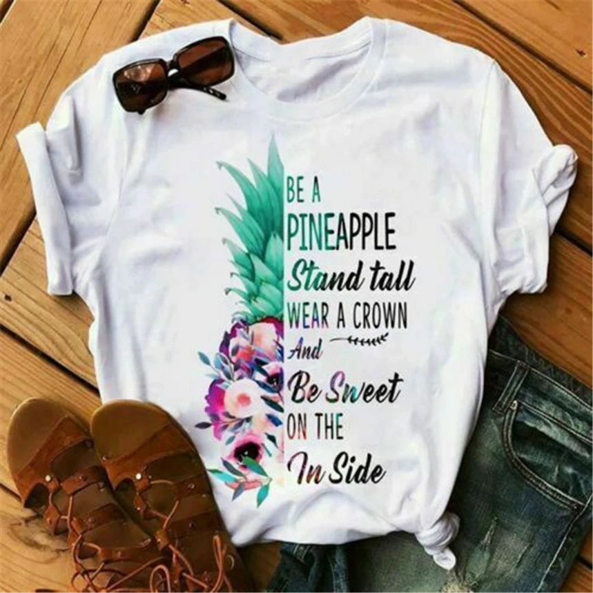 Be Like Pineapple Stand Tall Wear A Crown Sweet On The Inside Ladies T-Shirt Summer Tee Shirt | Мужская одежда