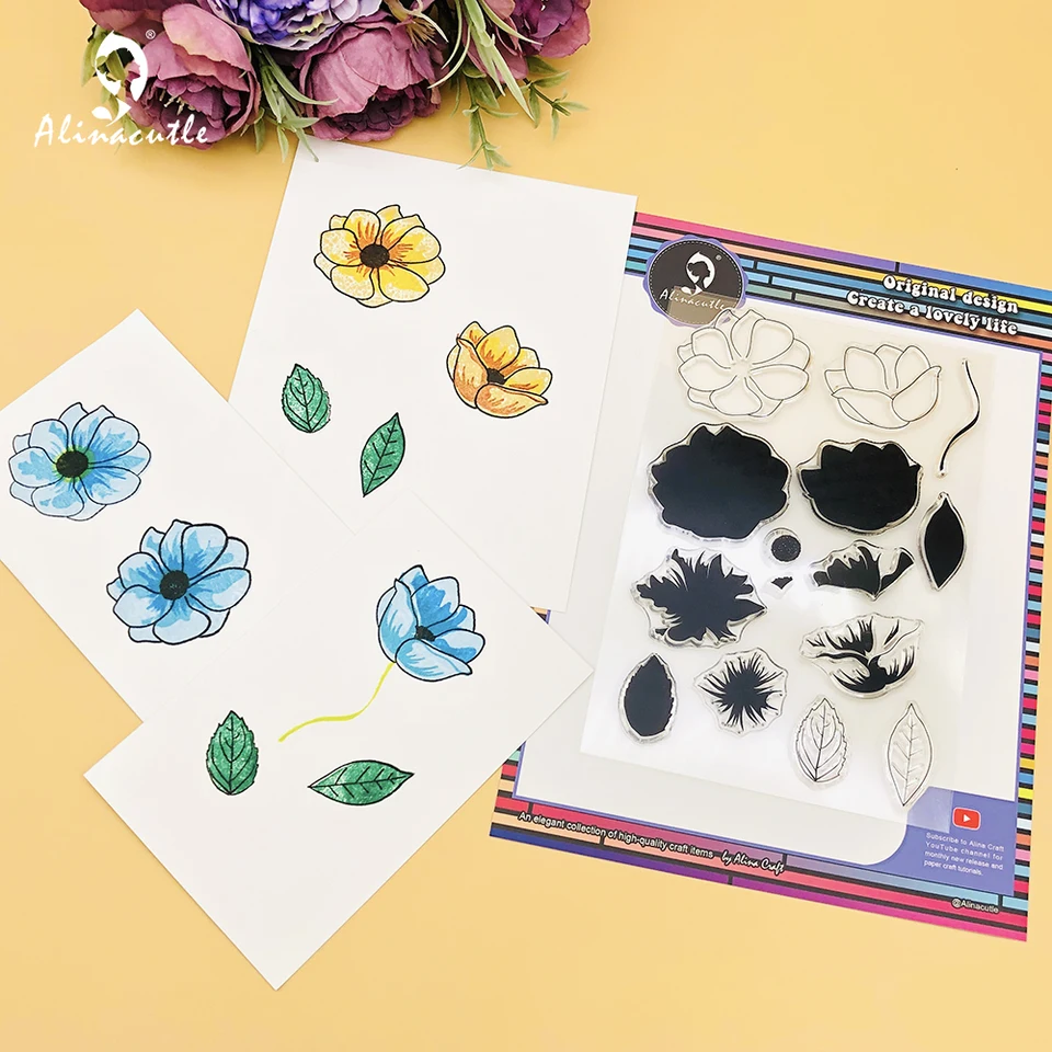 thumbnail image 2 of Leaves Clear Stamps For Card Making, Wave Leaf Flower Frame 2 of 14