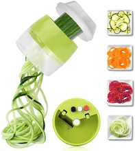 Trancheur de fruits et légumes à main 4 en 1, râpe en spirale réglable, machine à nouilles et courgettes