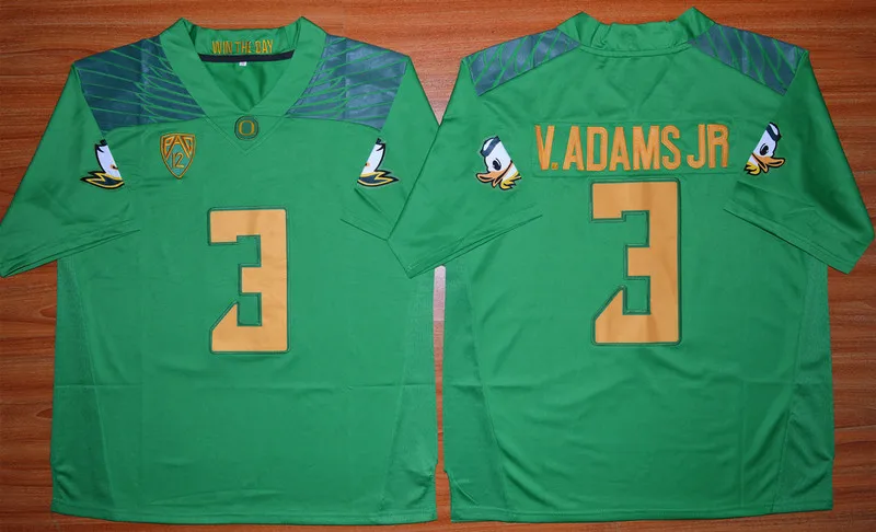 Черный Stitiched, Oregon Ducks, Royce Freeman, Vernon Adams Jr.3 Jersey - Цвет: Черный