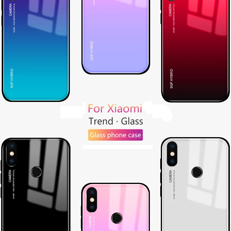 Градиентный чехол для Xiaomi mi A2 A3 mi 8 mi 8se mi 9 mi 9se Lite Стекло чехол s Red mi 5 5a 5 плюс 6 6a 7 7a Note 5, 6, 7, 8 Pro крышка