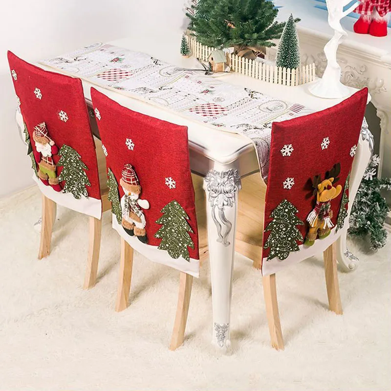 NewChristmas Чехол для стула из ткани, трехмерный Рождественский лось, кукольный стул, войлок, Рождественский обеденный стул, украшение для дома