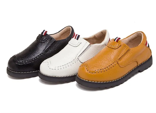 

Boys genuine leather shoes slip on flats big size27-40 cowleather children kid school dress four seasons student casual footwear