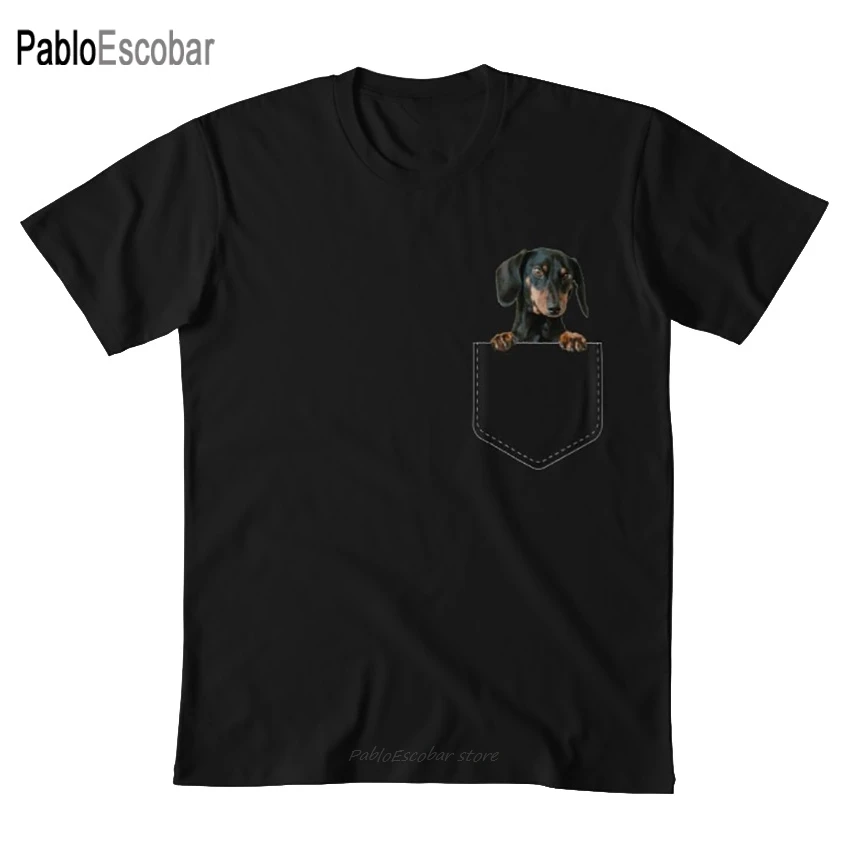 Cute Realistic Dachshund Puppy in Pocket Dog Lover Gift T shirt sausage